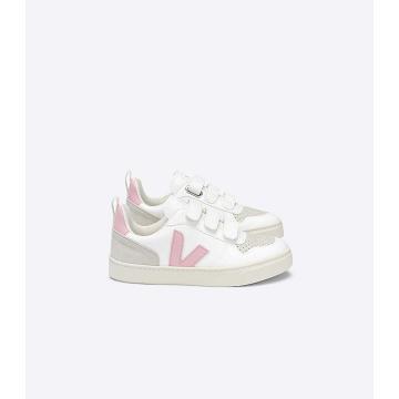 Kids' Veja V-10 STRAPS CWL Shoes White/Pink | SG 801KOR